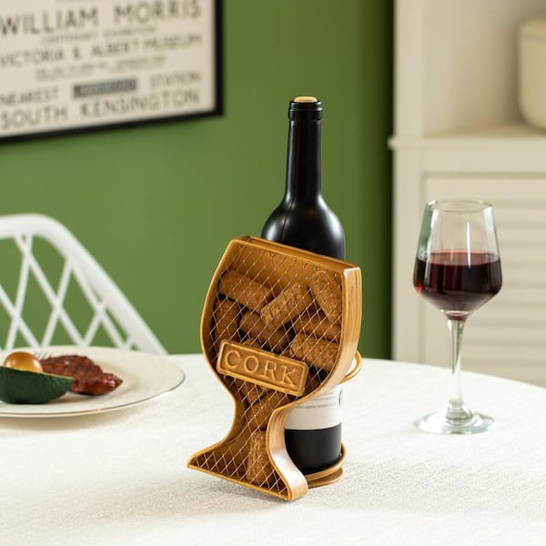 Vintiquewise Decorative Metal Goblet Shape Wine Bottle and Cork