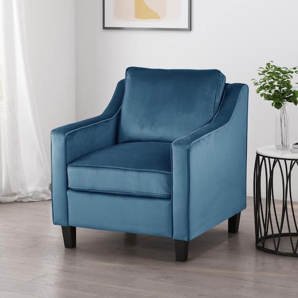 Noble House Milo Blue Velvet Upholstered Club Chair 81790 - The Home Depot