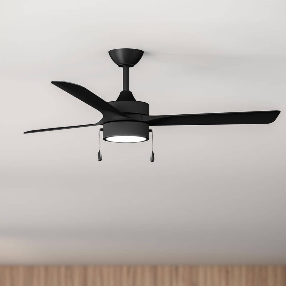 Axion I 52 in. 3-Blade Matte Black Standard Modern Downrod Mount LED Ceiling Fan with Matte Black Blades price history on PriceWatchPro