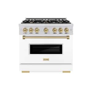 Classic 36 in. 6-Burner Gas Range with Gas Convection Oven in Stainless Steel, Matte White, and Champagne Bronze