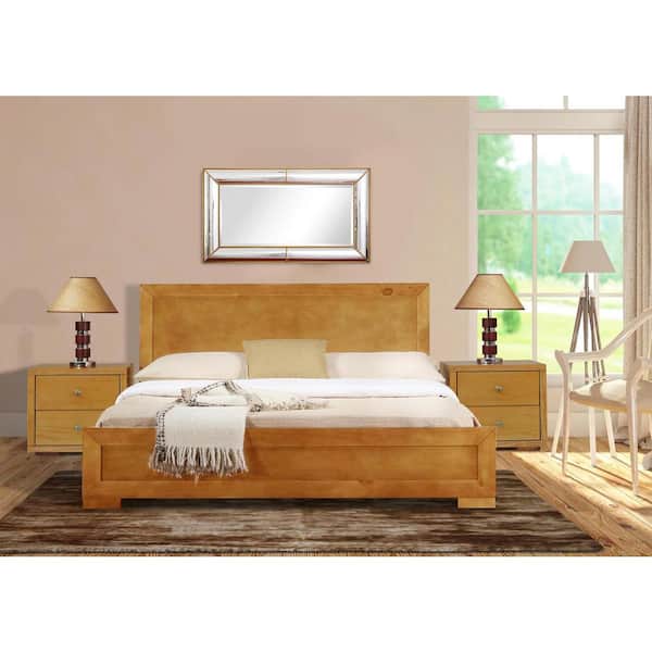 Camden Isle Trent 2-Piece Oak Wood King Bedroom Set with 1 Nightstand