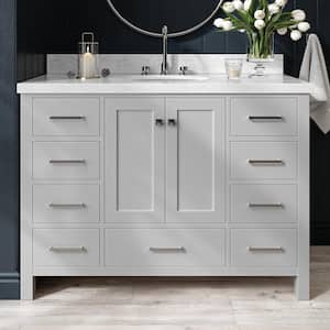 Cambridge 49 in. W x 22 in. D x 36 in. H Bath Vanity in Grey with Carrara White Marble Top