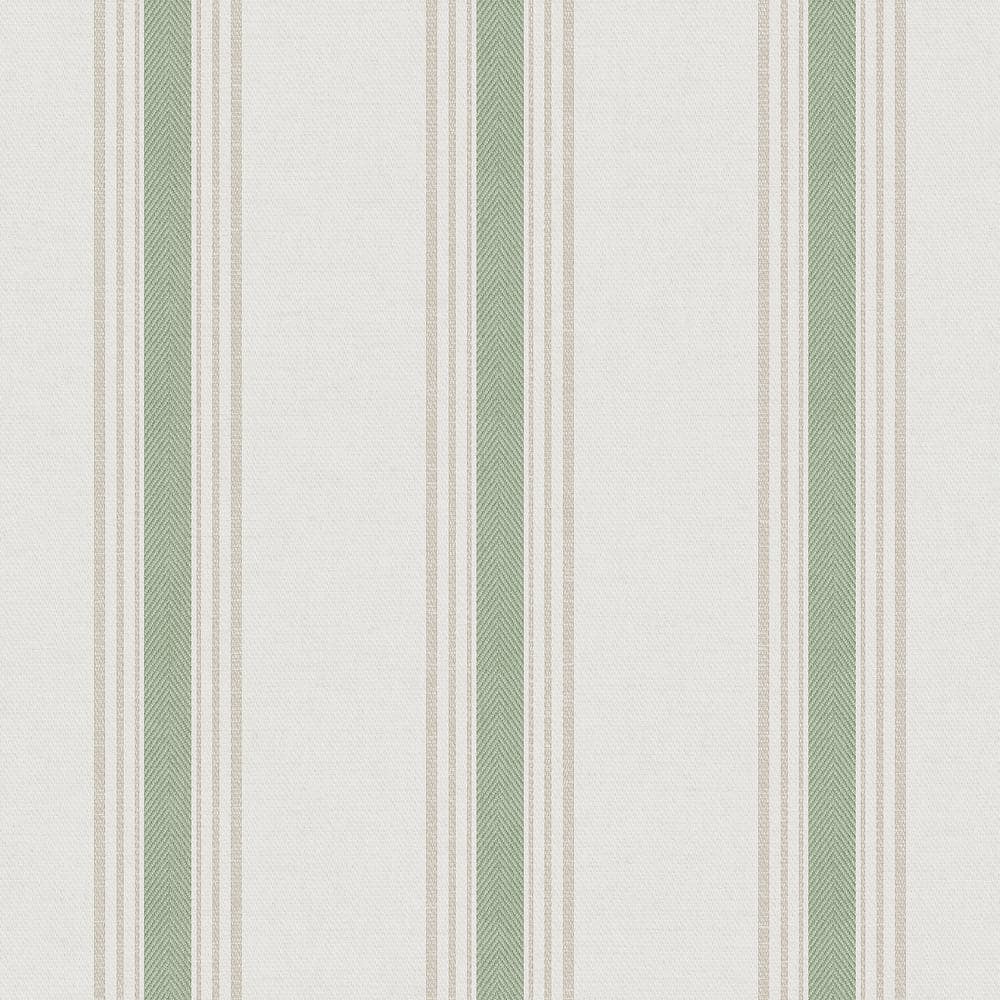 Spring Blossom Collection Striped Fabric Effect Green/Cream Matte Finish No