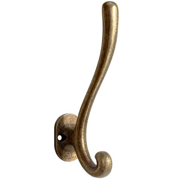 5.6 in. H 35 lbs. Weight Capacity Zinc Alloy Medieval Antique Brass Clothes Hooks (6-Pack)