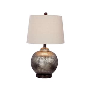 24 in. Antique Brown Mercury Glass and Oil-Rubbed Bronze Metal Table Lamp