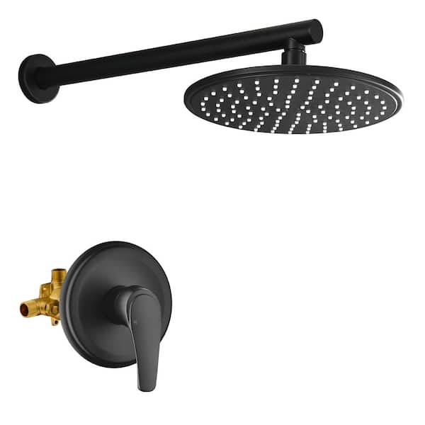 UKISHIRO AUE Single-Handle 1-Spray 1.8 GPM High Pressure Shower Faucet with Valve in Matte Black