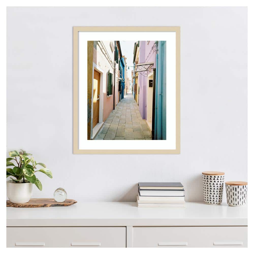 Colorful Alleyway Photography Print in Svelte Natural Frame