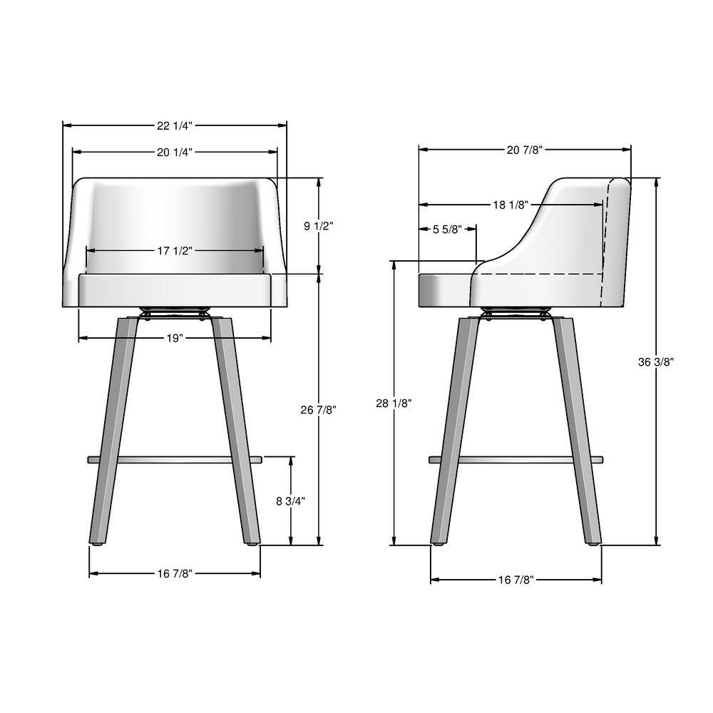 Ramon 24'' Elegant Brown Wood and Metal Swivel Counter Stool