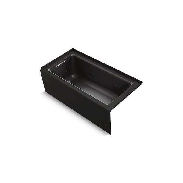 Archer 60 in. x 30 in. Whirlpool Bathtub with Left Drain in Black