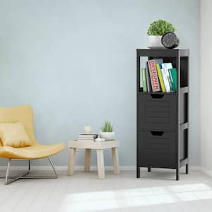 Black Wooden Floor Accent Cabinet with 2-Drawers