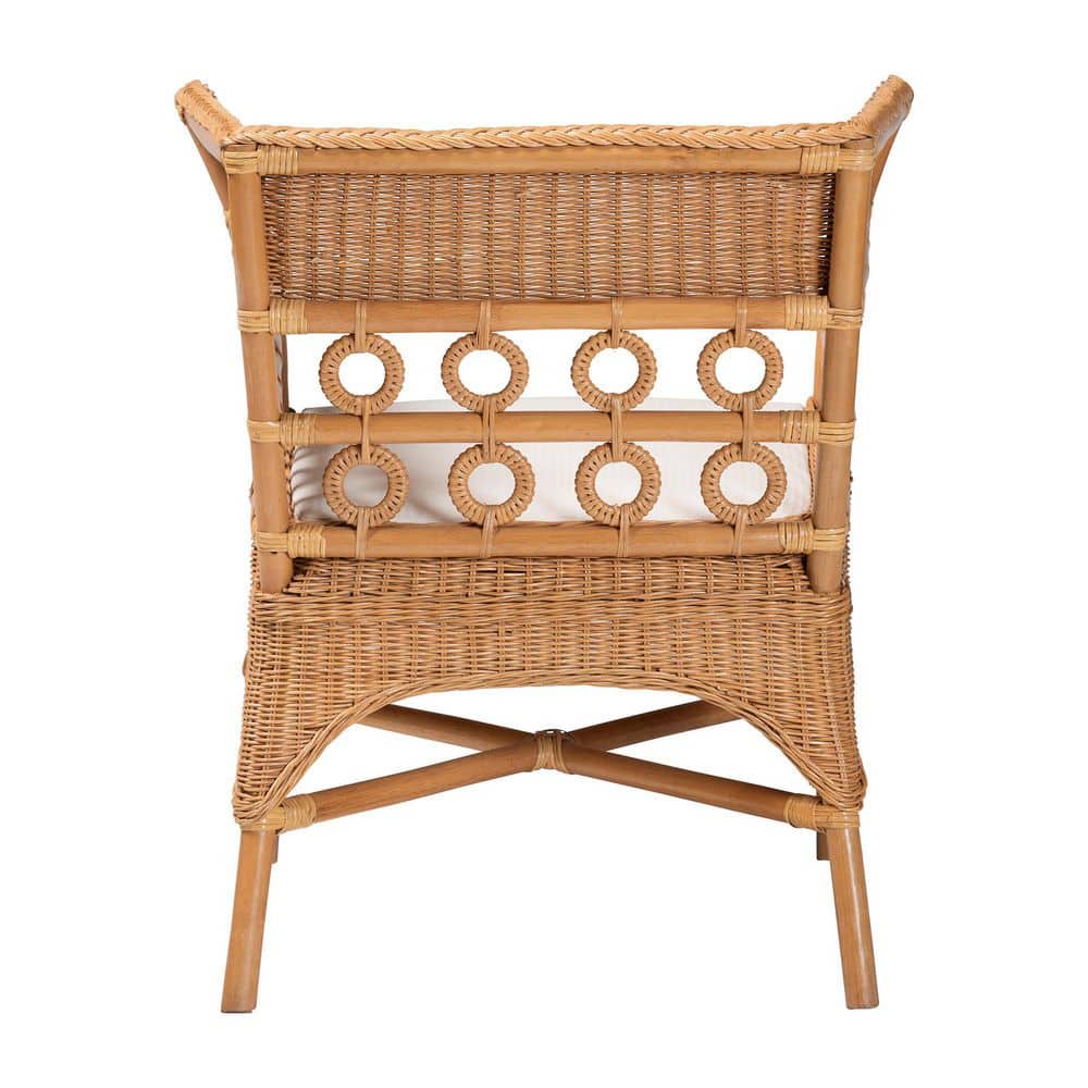 Handcrafted White Rattan Bohemian Accent Chair