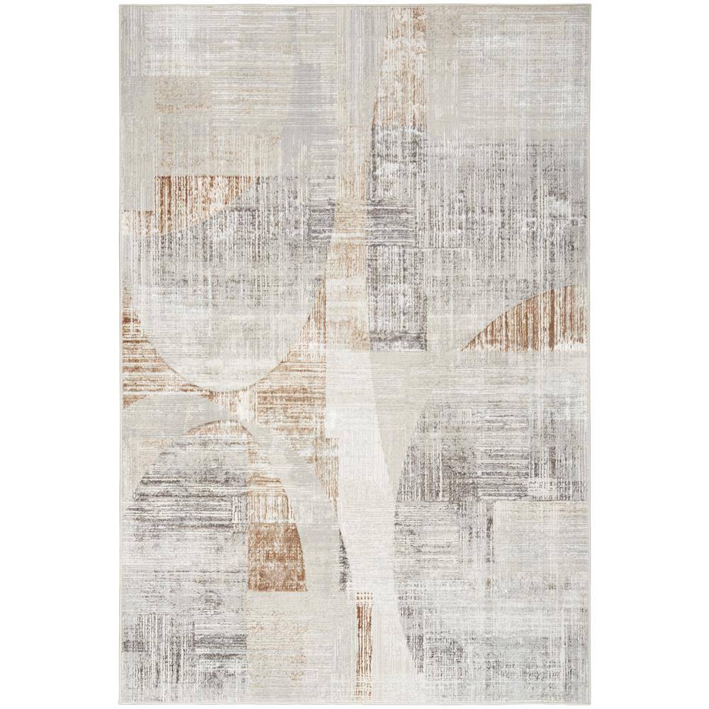 Gray Abstract Synthetic 5'3" x 7'3" Area Rug