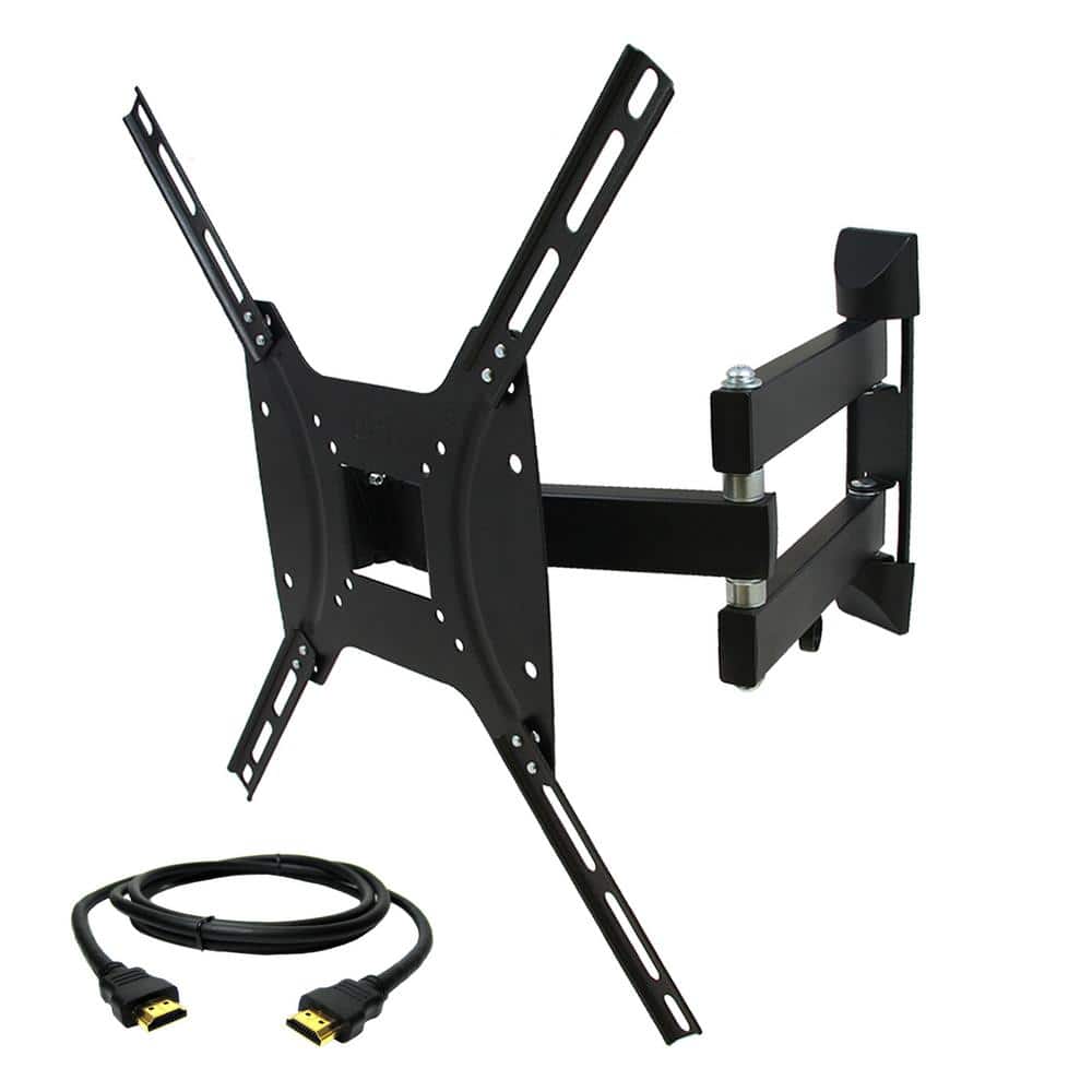 MegaMounts 26-55 in. Full Motion Wall Mount with Bubble Level with HDMI Cable in Black -  98593703M