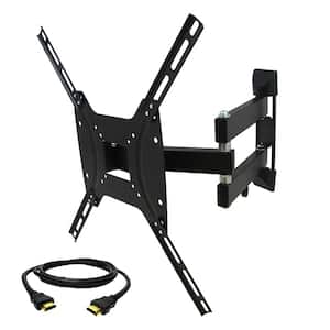 26-55 in. Full Motion Wall Mount with Bubble Level with HDMI Cable in Black