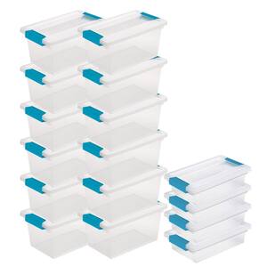 4 Qt. Medium Clip Storage Box Container (12-Pack) + Small Clip Box (4-Pack)