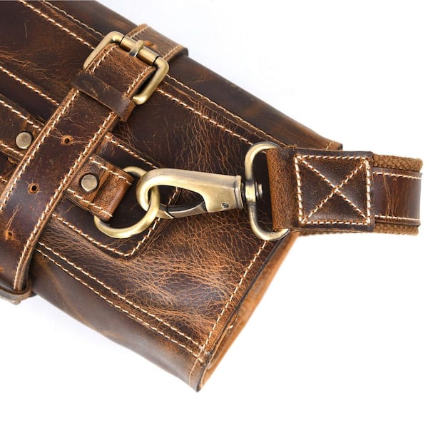 Vicenza Leather Knife Roll - Tawny Brown