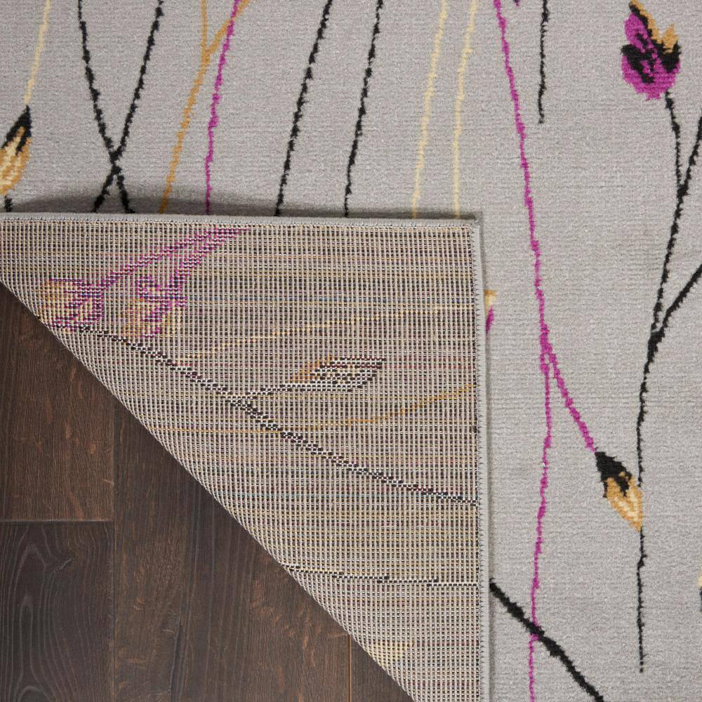 Gray Floral Synthetic Reversible 10' x 14' Area Rug