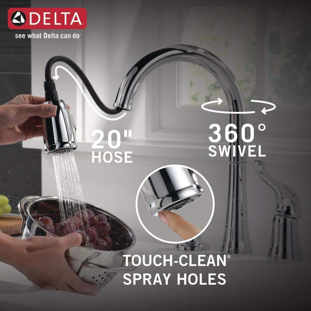 Transitional 14'' Chrome Brass Deck Mounted Kitchen Faucet with Soap Dispenser