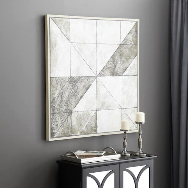 Litton Lane White Canvas Contemporary Wall Art 39 in. x 39 in.