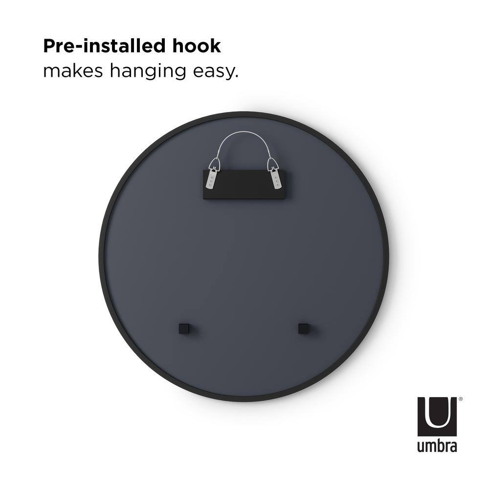 26'' Modern Black Round Wall Mirror with Rubber Frame