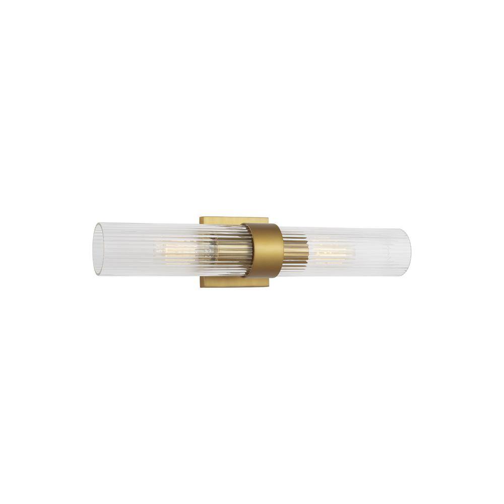 Geneva Burnished Brass 2-Light Sconce with Clear Glass Shade