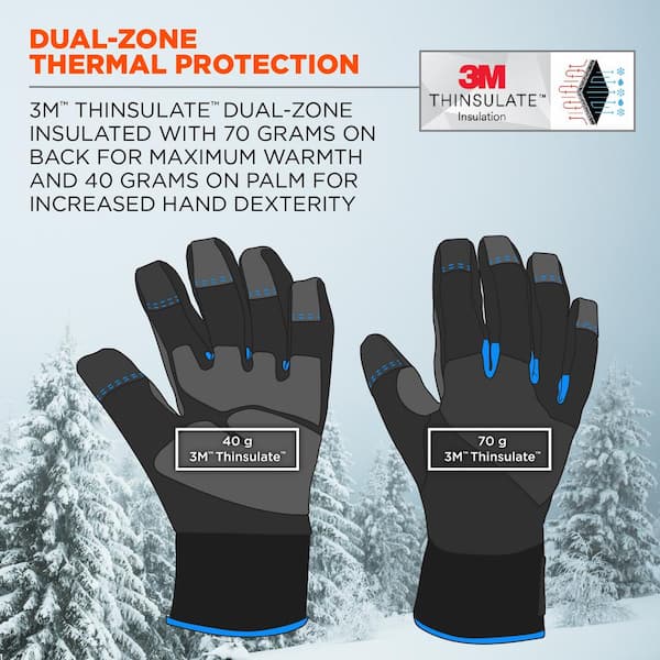 Thermal Insulated Reinforced Palms Touchscreen Ergodyne ProFlex 817 Winter Work Glove 