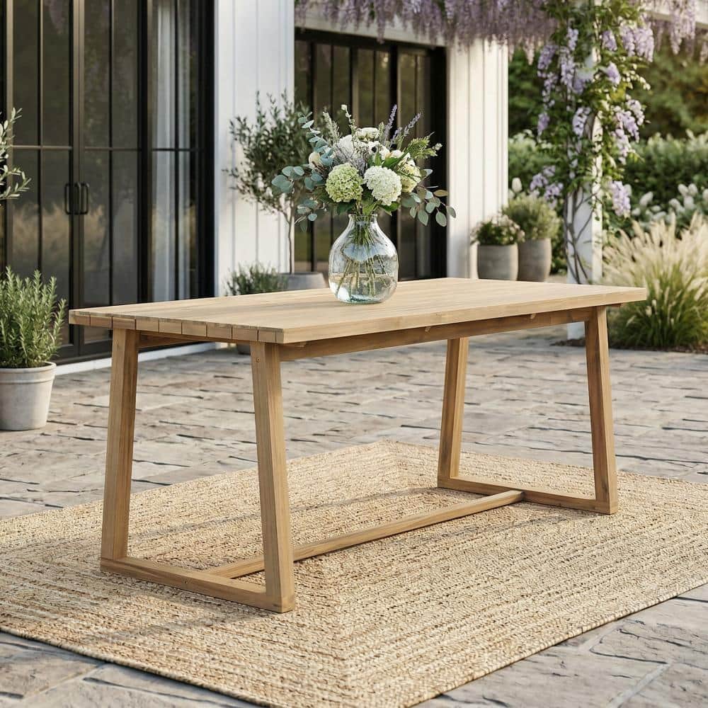 70.1 in. Light Teak Rectangular Outdoor Patio Dining Table