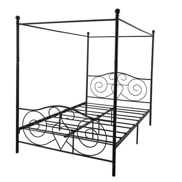 wetiny Black Canopy Metal Bed Frame