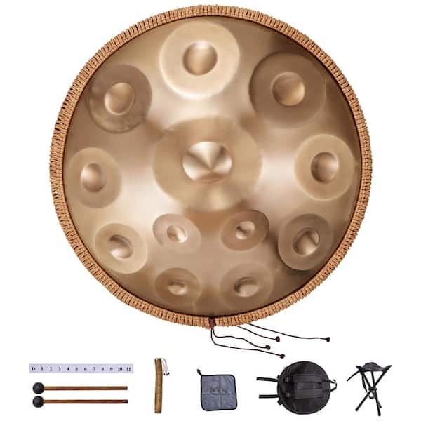 VEVOR Handpan Drum 22 in. and 12-Notes D Minor Hand Drum Hand Pan Drum Instrument Mallets 440Hz Handpan Stand Plus Carry Bag