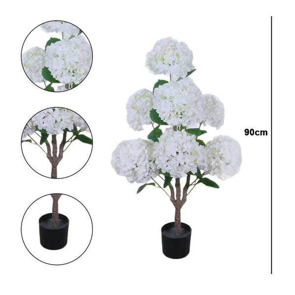 Garvee 3 ft. Artificial Hydrangea Tree In Pot, Faux Tree
