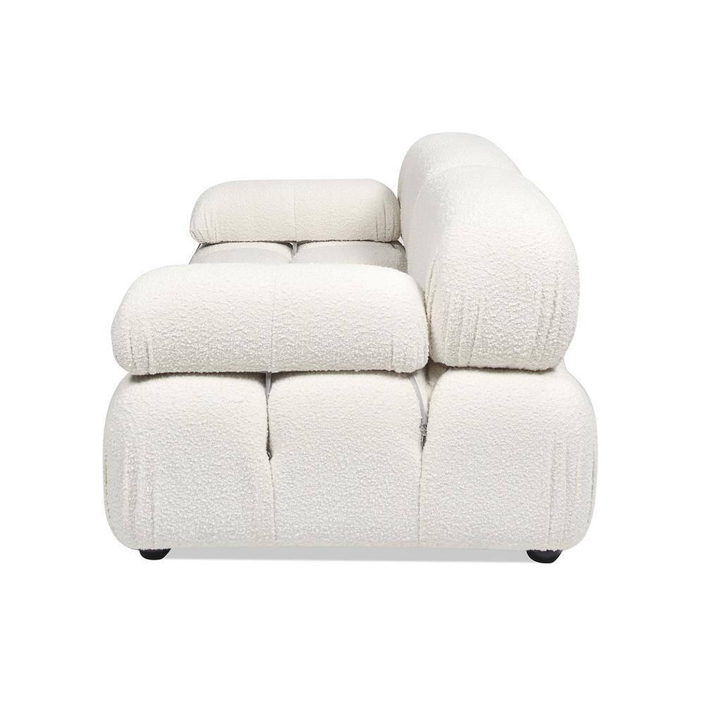 Ivory White Bouclé 72.5" Modular Tufted Loveseat Sofa
