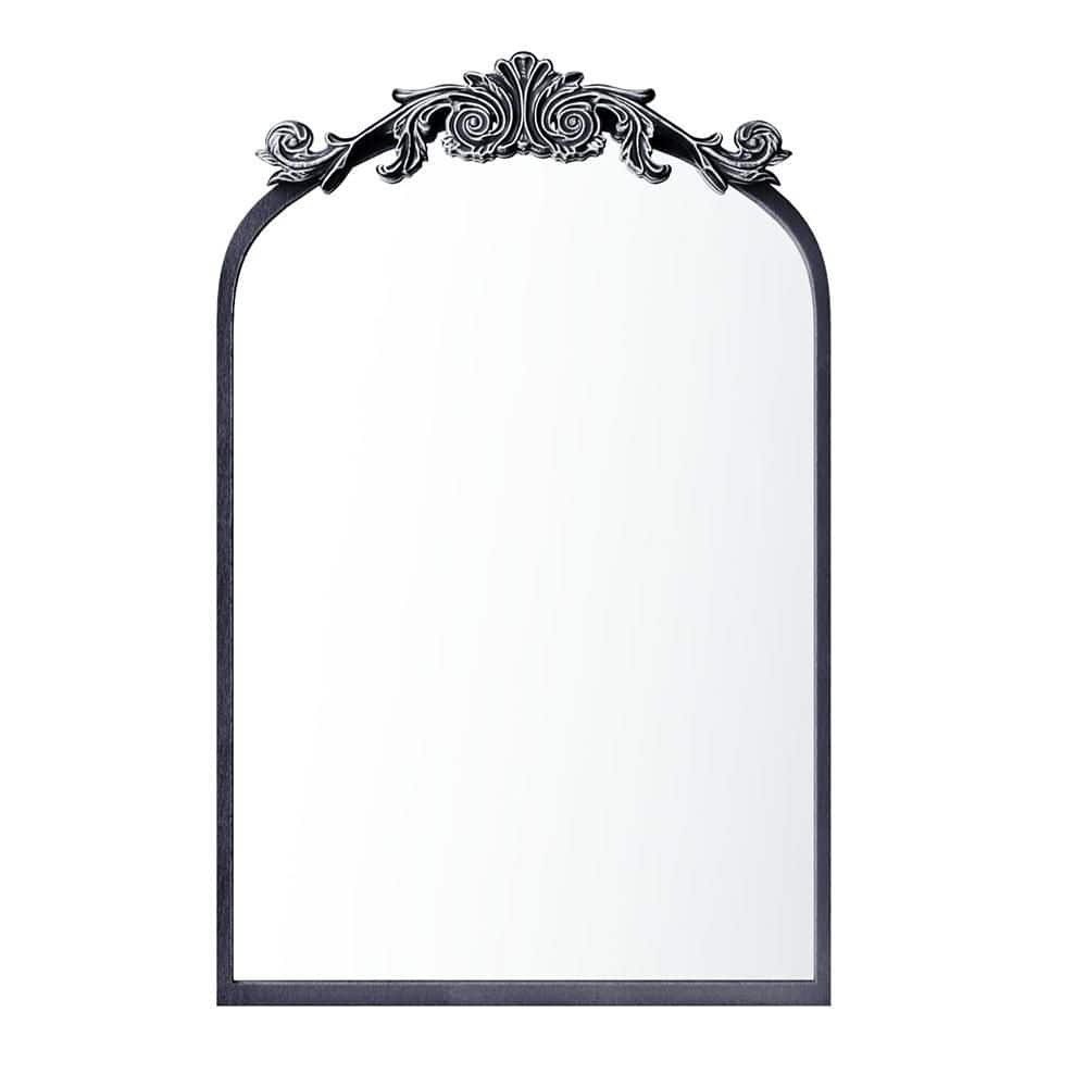 16 in. W x 24 in. H Arch Baroque Framed French Cleat Wall Mounted Tempered Glass Bathroom Vanity Mirror in Antique Black price history on PriceWatchPro