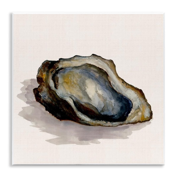 Oyster Shell on Beige by Jacob Q Unframed Coastal Graphic Art Print 12 in. x 12 in.