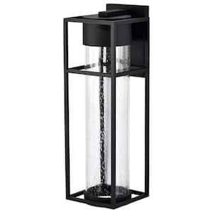 Ledges Matte Black Aluminum Hardwired Outdoor Wall Lantern Sconce with Integrated LED
