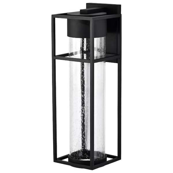 SATCO Ledges Matte Black Aluminum Hardwired Outdoor Wall Lantern Sconce with Integrated LED