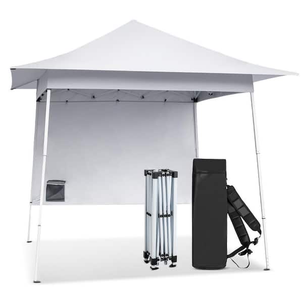 8 ft. x 8 ft. White Pop-up Canopy with Extended Eaves