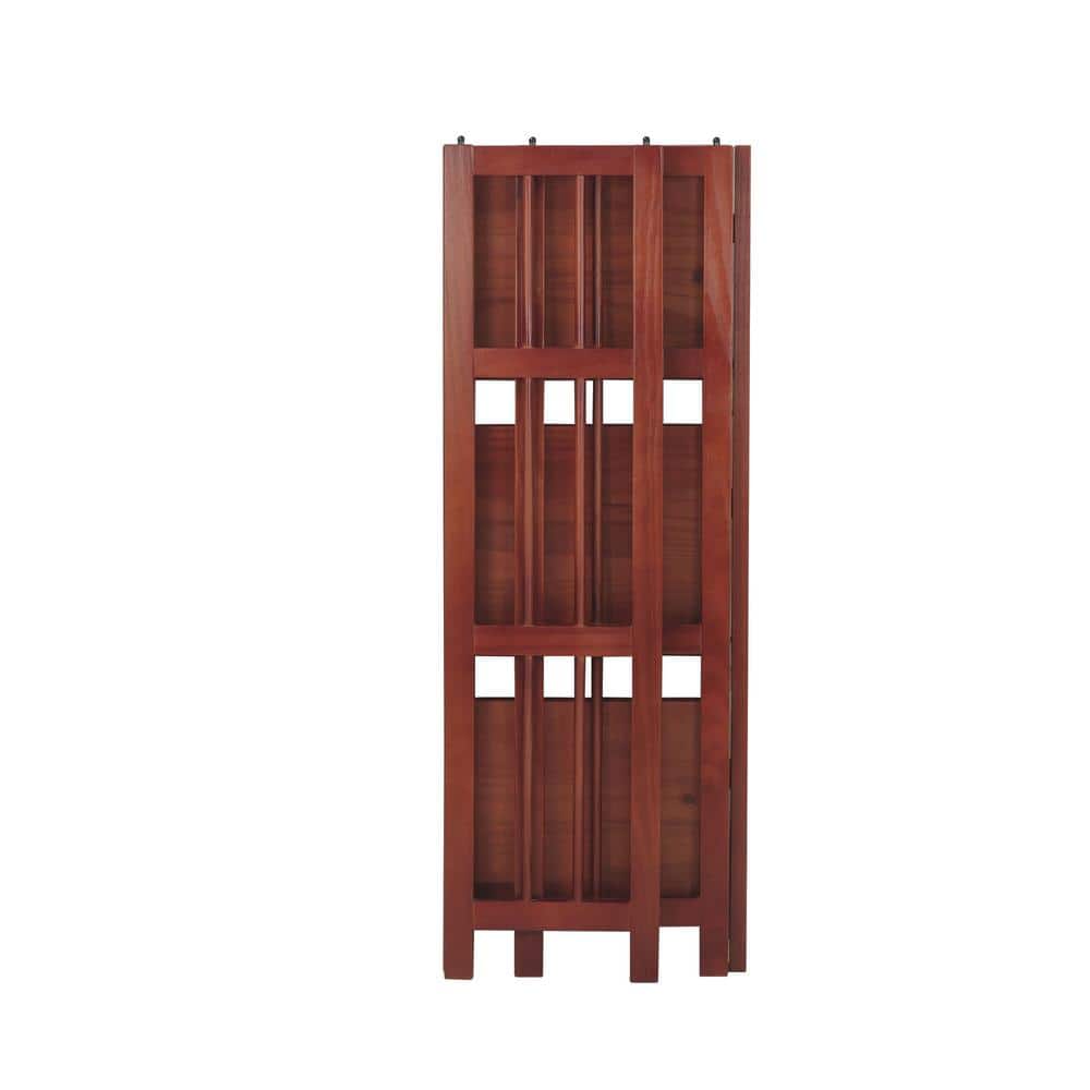 Casual Home Mahogany Solid Wood 14" Foldable 3-Shelf Bookcase