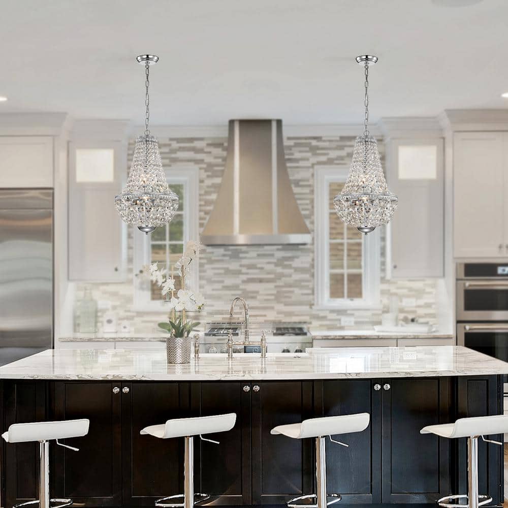 Empire Chrome Crystal 6-Light Candle Chandelier
