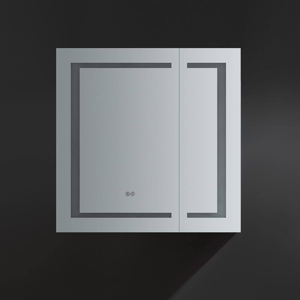 Contemporary 29.5" Square Bathroom Medicine Cabinet with LED Lighting