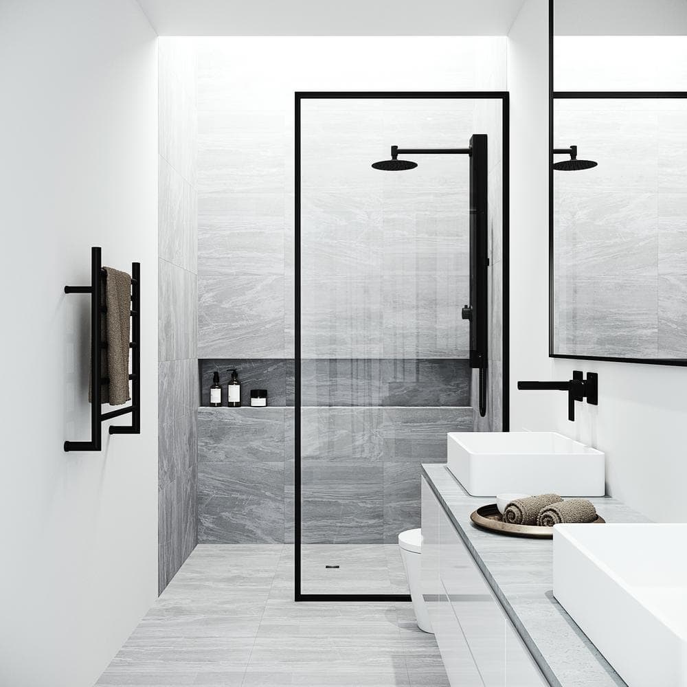 Gardenia 39" Matte Black Aluminum Shower Panel with Hand Wand