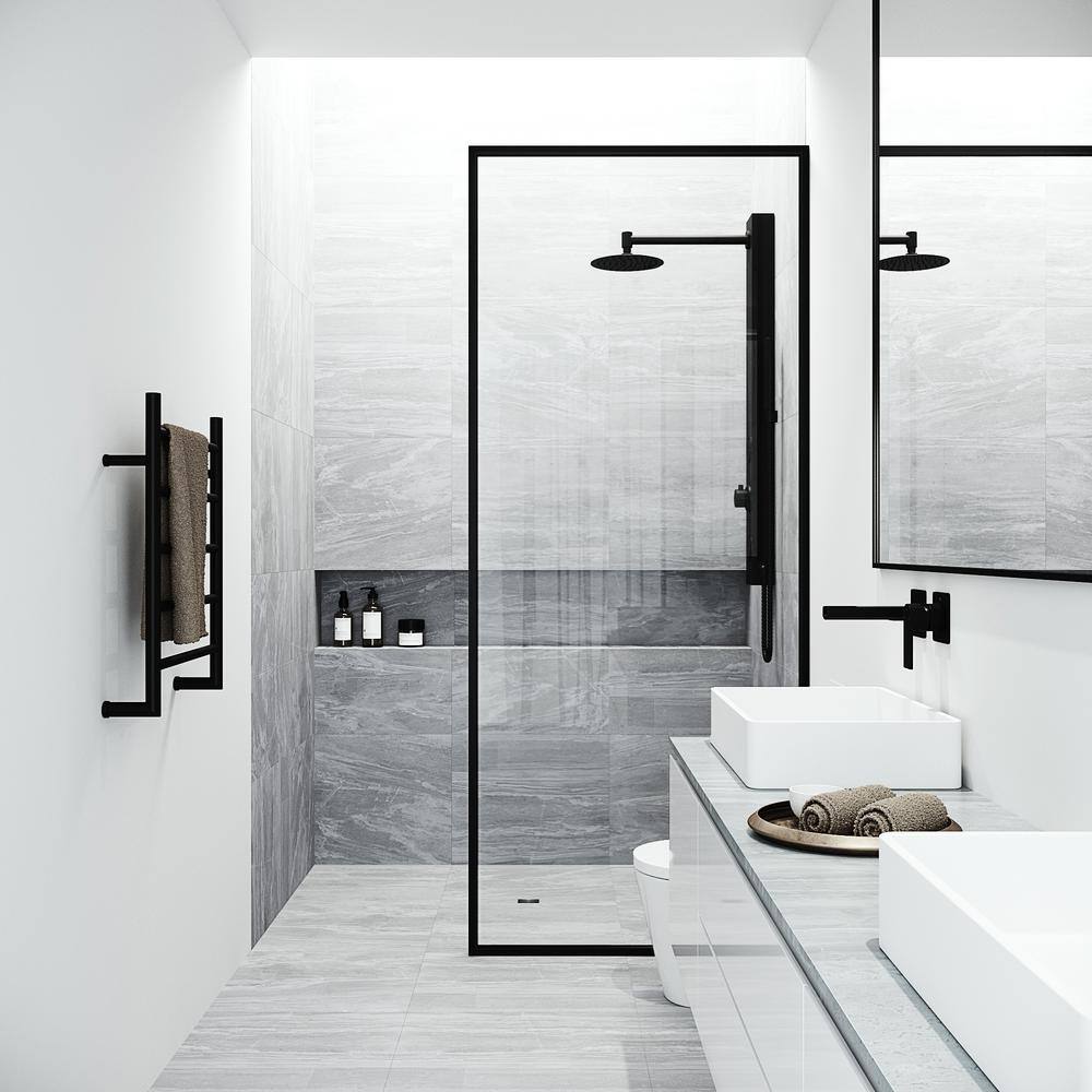 Gardenia 39" Matte Black Aluminum Shower Panel with Hand Wand