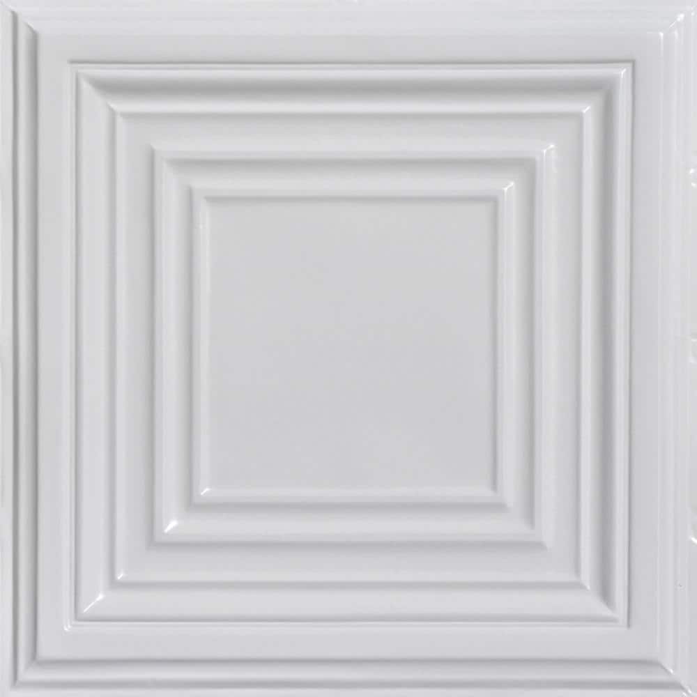 Williamsburg White 2 ft. x 2 ft. Steel Ceiling Tile