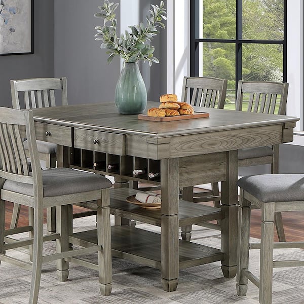 Noreste 60 in. Rectangle Gray Wood Counter Height Dining Table (Seats 6)