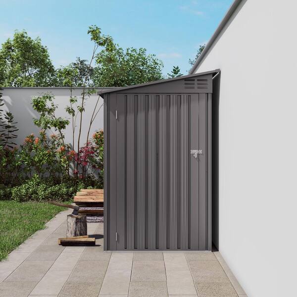 4 ft. W x 9 ft. D Gray Metal Shed with Sloping Roof with 2 Vents