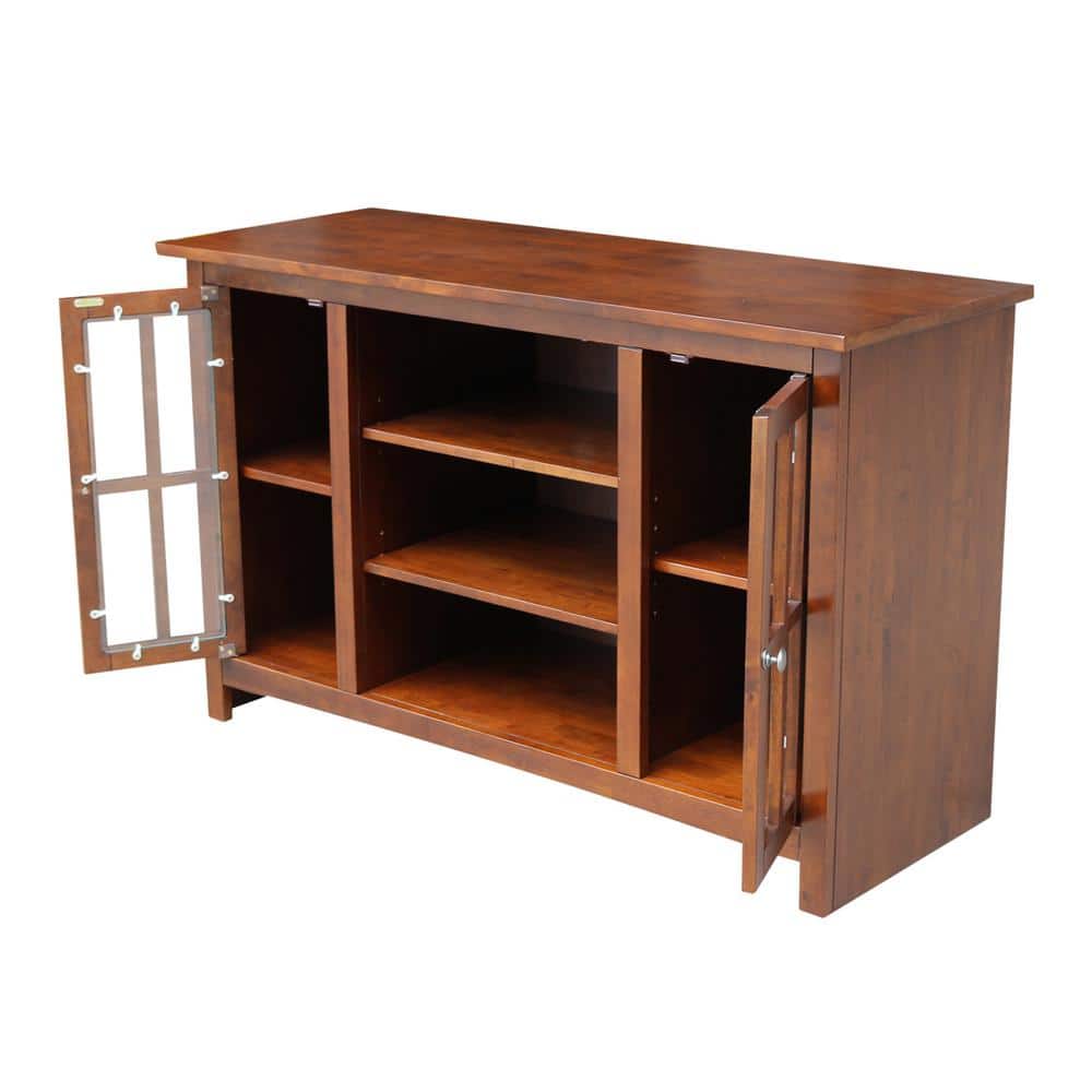 Espresso Solid Wood 48" Media Console with Cabinet