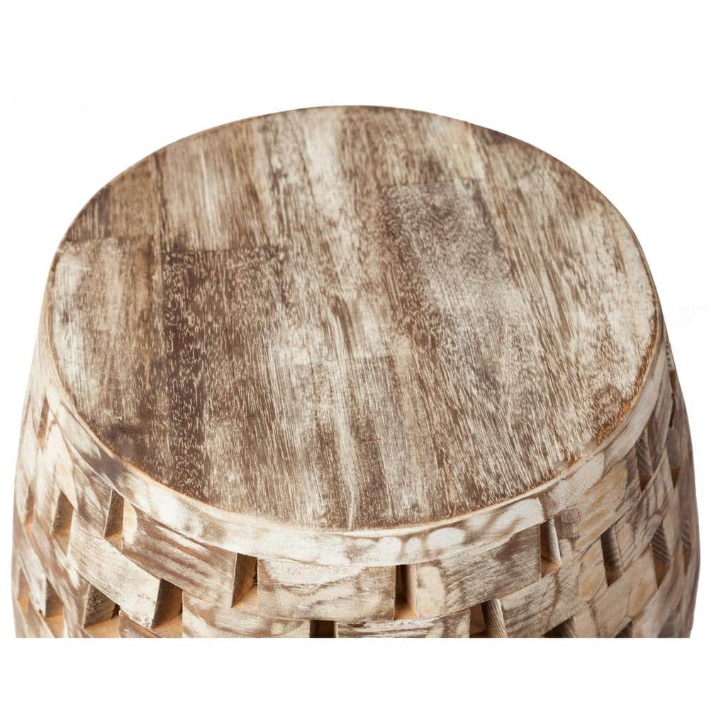 Rustic Natural Reclaimed Wood Oval Garden Stool