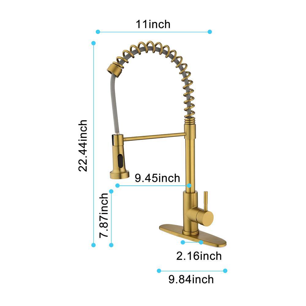 Gold Matte Single Handle Pull-Out Spray Kitchen Faucet