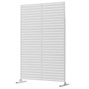 76 in. Galvanized Steel Garden Fence Outdoor Privacy Screen Garden Screen Panels Louver Pattern in White