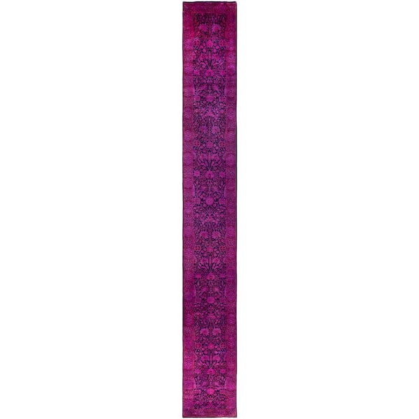 Overdyed Pink 3 ft. x 21 ft. Solid Wool Indoor Runner Rug