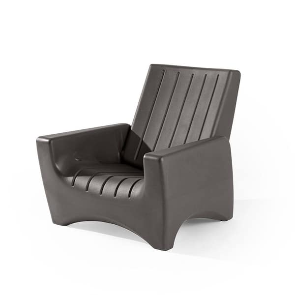 SwitchBack Brown 1-Piece Plastic Patio Fire Pit Conversation Set Folding Adirondack Chair Converts to Table